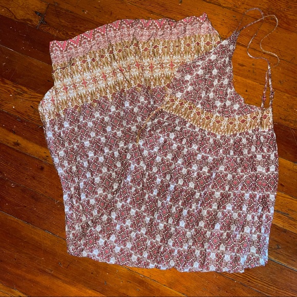 Red Print Slit Maxi Spaghetti Strap Backless Dress - Picture 3 of 4